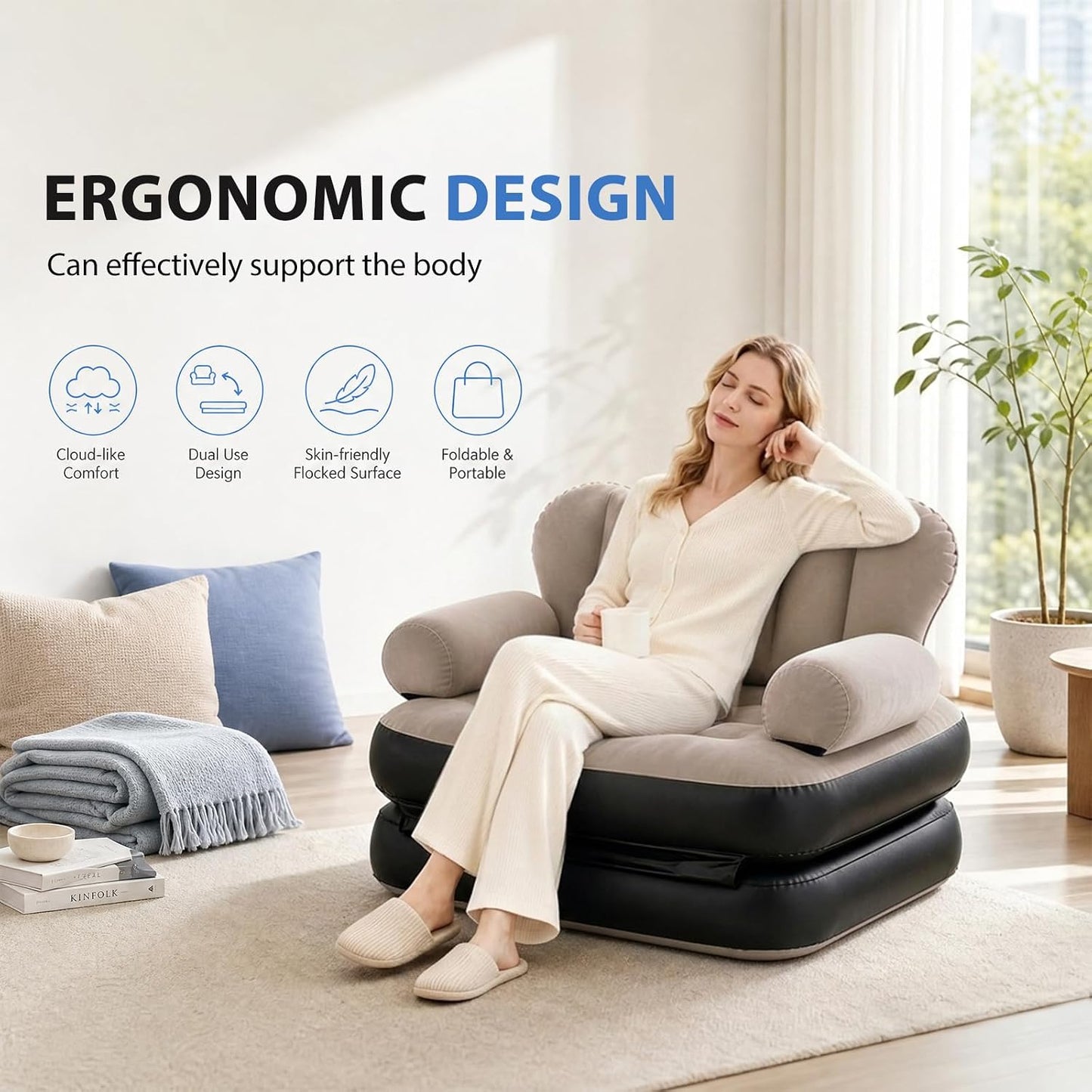 🔥 Sofá Cama Hinchable 2 en 1 + 🎁 Manta Luminosa GRATIS