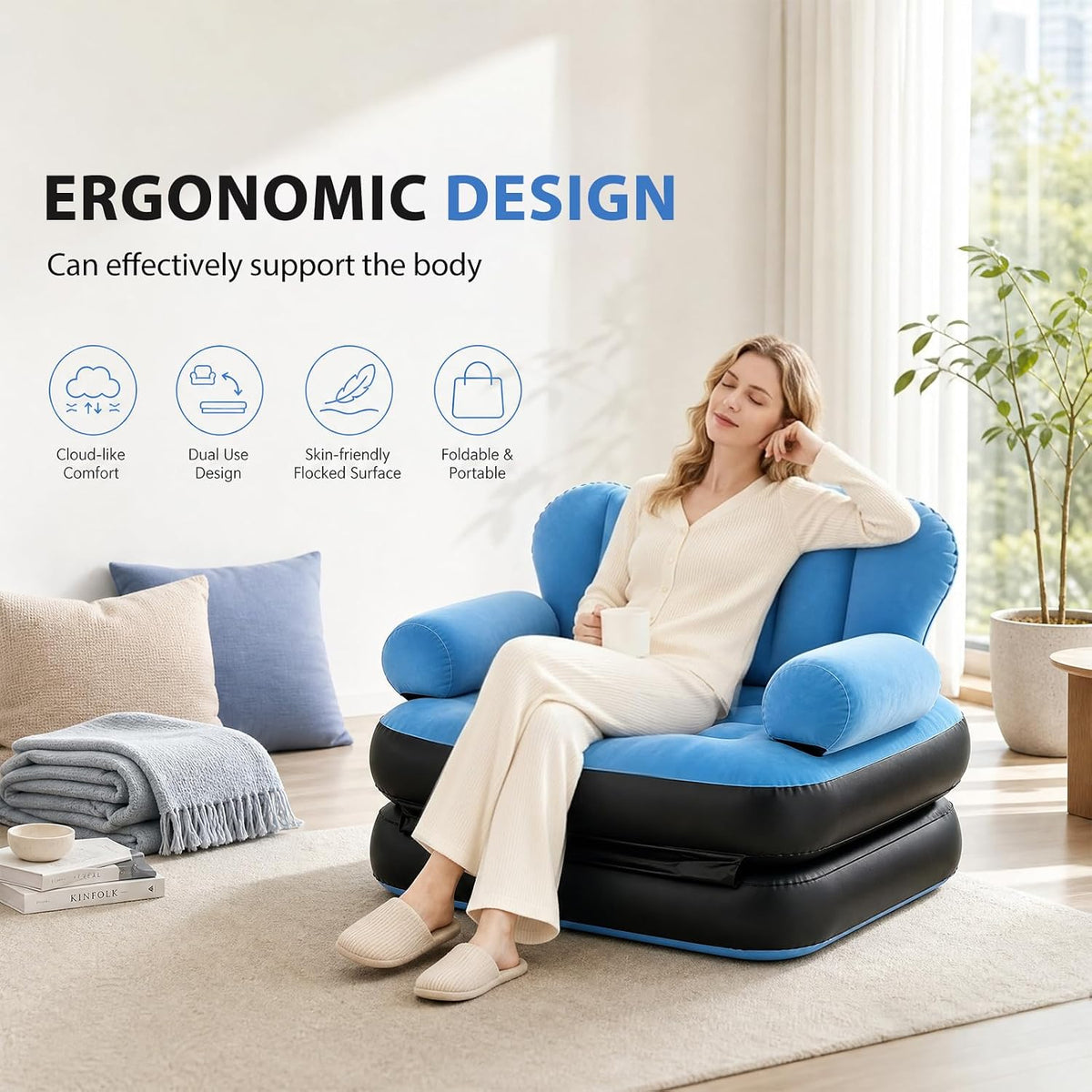 🔥 Sofá Cama Hinchable 2 en 1 + 🎁 Manta Luminosa GRATIS