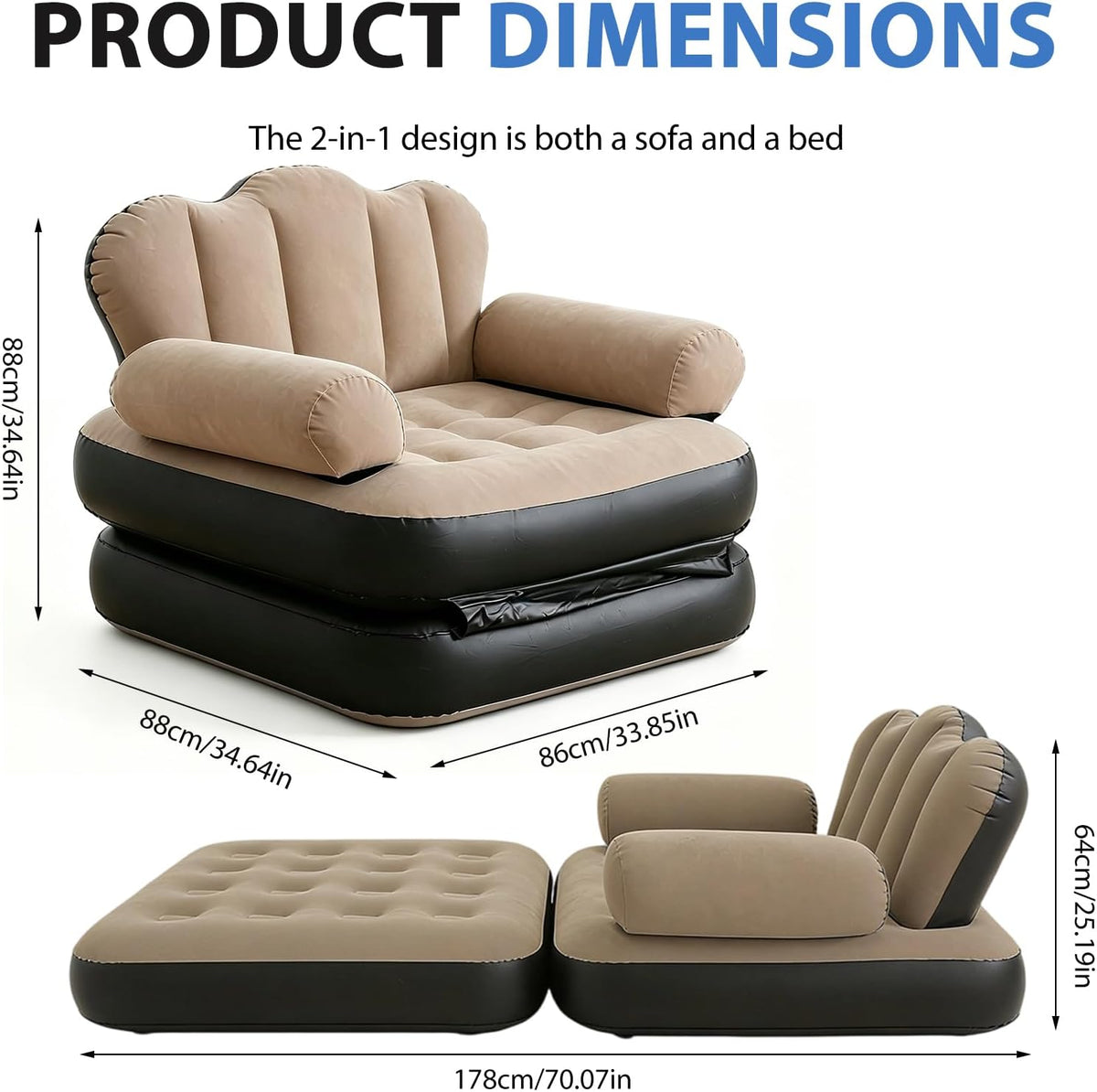 🔥 Sofá Cama Hinchable 2 en 1 + 🎁 Manta Luminosa GRATIS