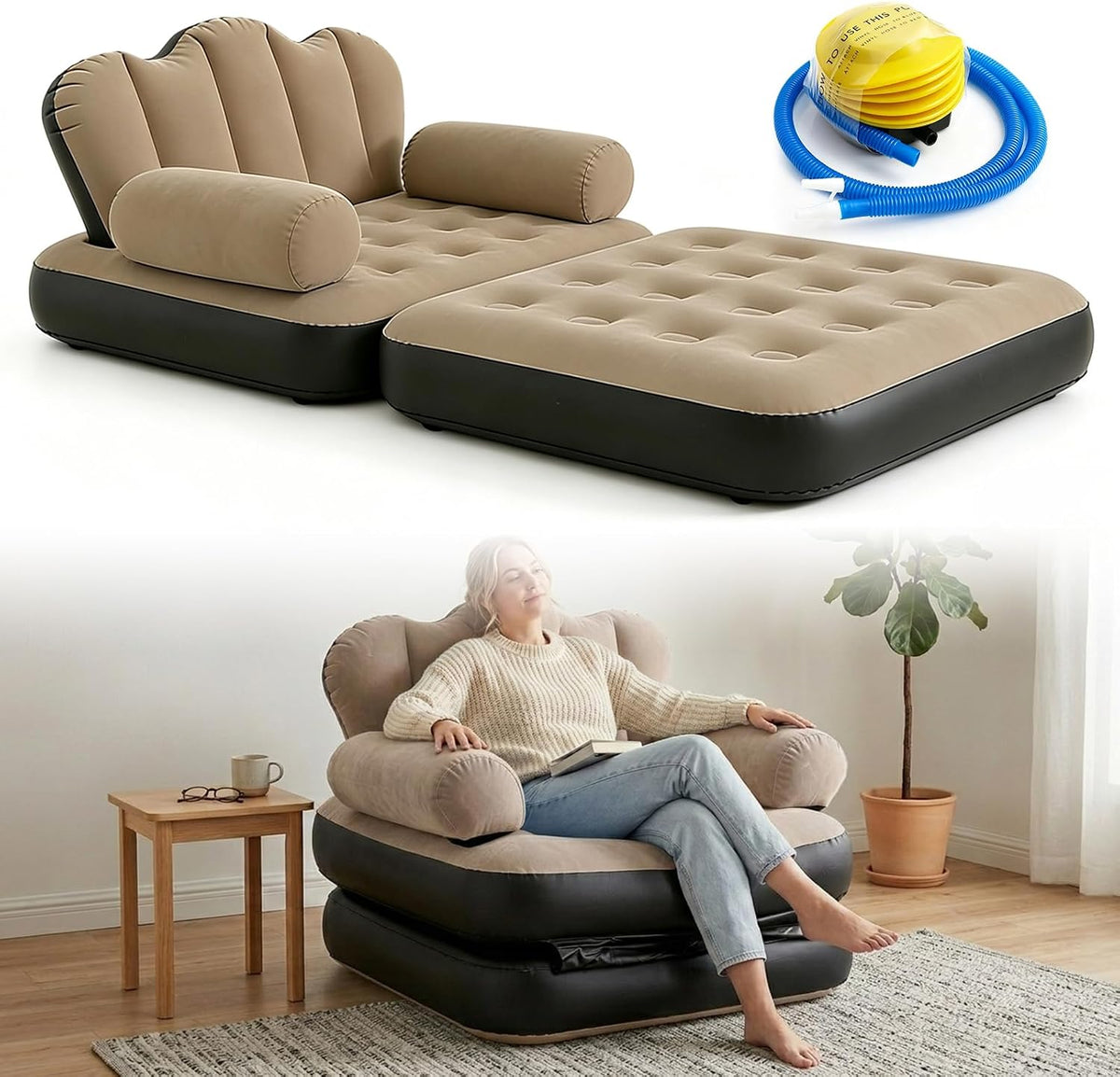 🔥 Sofá Cama Hinchable 2 en 1 + 🎁 Manta Luminosa GRATIS