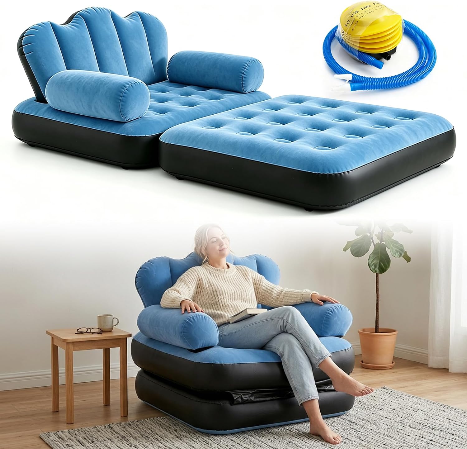 🔥 Sofá Cama Hinchable 2 en 1 + 🎁 Manta Luminosa GRATIS