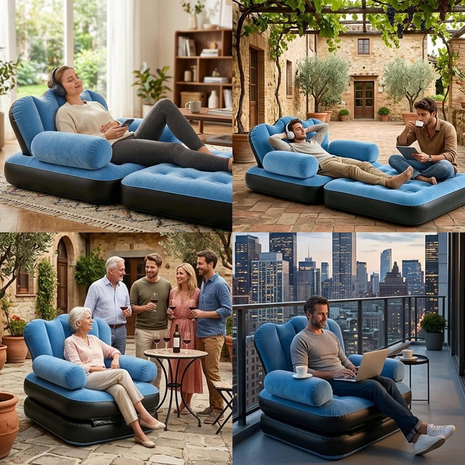 🔥 Sofá Cama Hinchable 2 en 1 + 🎁 Manta Luminosa GRATIS