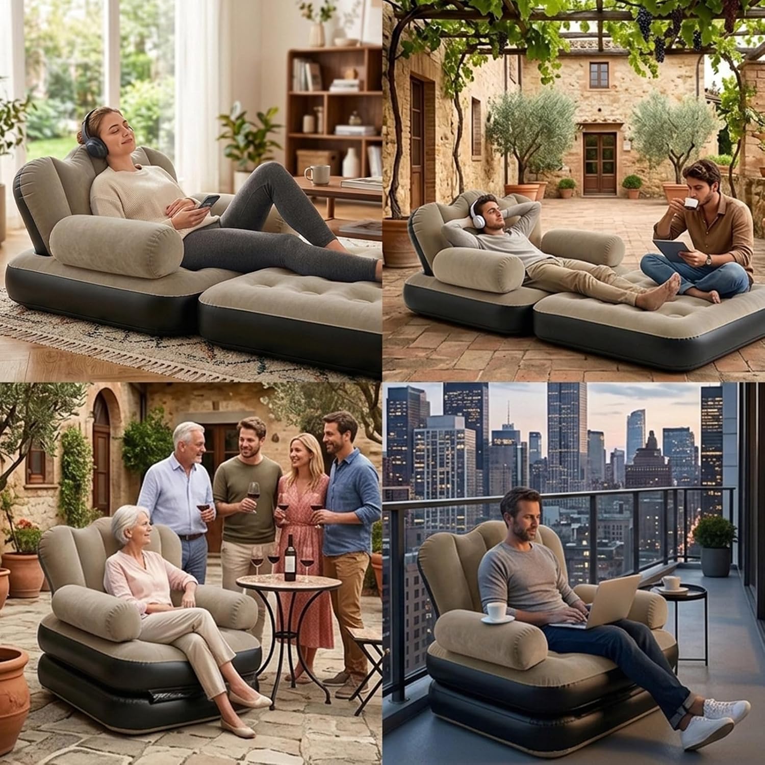 🔥 Sofá Cama Hinchable 2 en 1 + 🎁 Manta Luminosa GRATIS