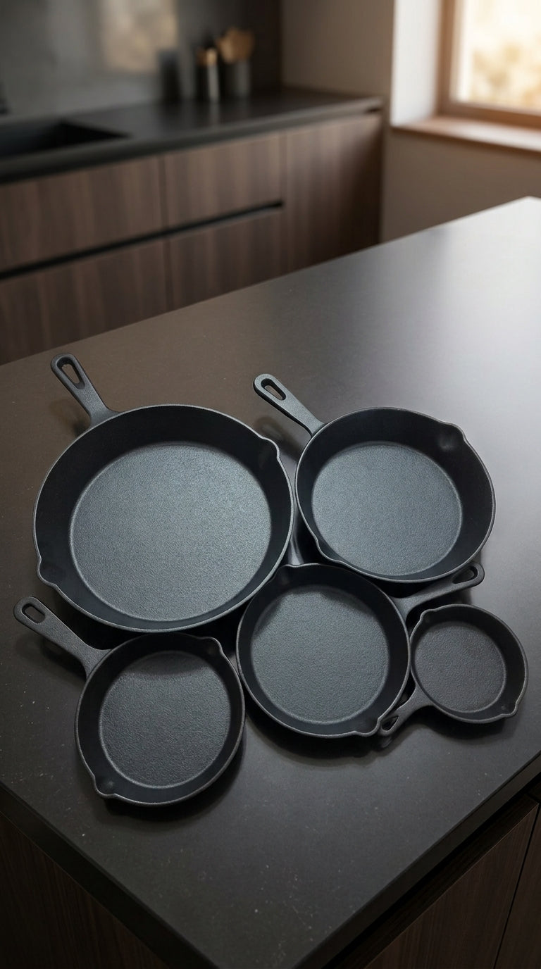 Juego de 5 Sartenes de Hierro Fundido: La Colección Completa para tu Cocina